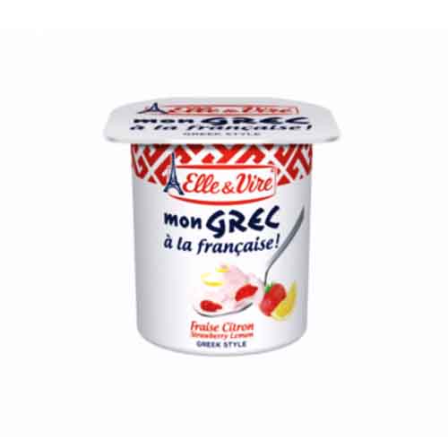 ELLE AND VIRE GREEK STYLE STRAWBERRY LEMON YOGURT 125g
